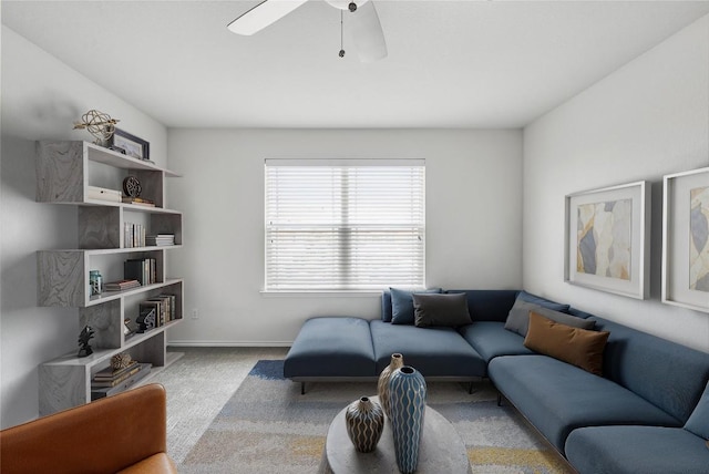 144 Holstein St, Hutto, TX 78634 - living room featuring carpet flooring and ceiling fan