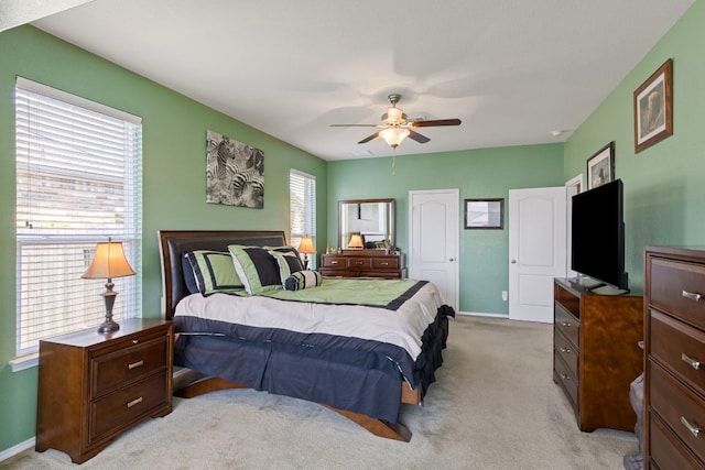 18401 Pencil Cactus Dr, Pflugerville, TX 78660 - bedroom featuring light carpet and ceiling fan