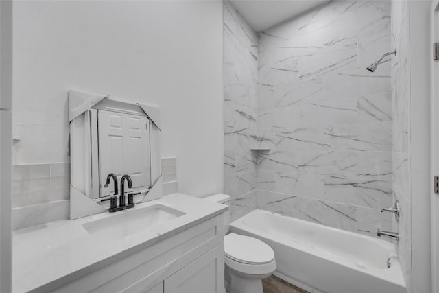 138 Blushing Dr, Cedar Creek, TX 78612 - bathroom with vanity, toilet, and shower / bath combination