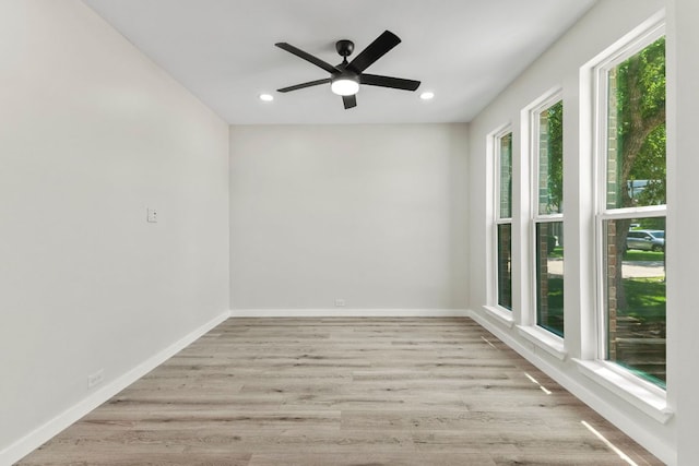 210 Las Colinas Dr, Georgetown, TX 78628 - unfurnished room with recessed lighting, ceiling fan, baseboards, and wood finished floors