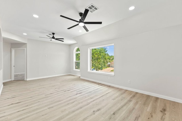 210 Las Colinas Dr, Georgetown, TX 78628 - unfurnished room featuring recessed lighting, baseboards, ceiling fan, and light wood finished floors