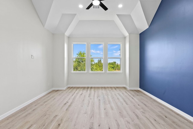210 Las Colinas Dr, Georgetown, TX 78628 - bonus room with wood finished floors, ceiling fan, baseboards, lofted ceiling, and recessed lighting
