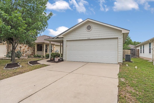8520 Chick Pea Ln, Austin, TX 78748 - ranch-style home with driveway, cooling unit, and a garage