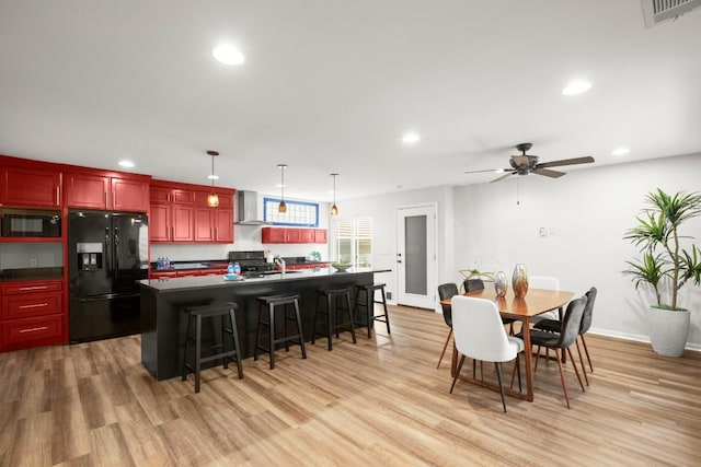 4116 Creek Ledge Unit 108, Austin, TX 78731 - dining space featuring light wood-style flooring, recessed lighting, a ceiling fan, and baseboards