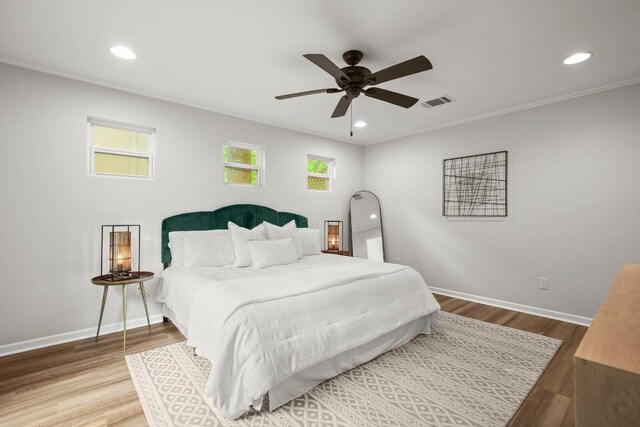 4116 Creek Ledge Unit 108, Austin, TX 78731 - bedroom with wood finished floors, recessed lighting, baseboards, and ceiling fan