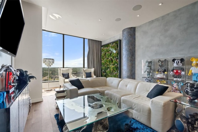 210 Lavaca St Unit 2203, Austin, TX 78701 - living area with hardwood / wood-style flooring and a wall of windows