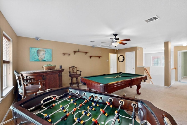 952 Hometown Pkwy, Kyle, TX 78640 - recreation room with pool table, a ceiling fan, carpet, and a dry bar