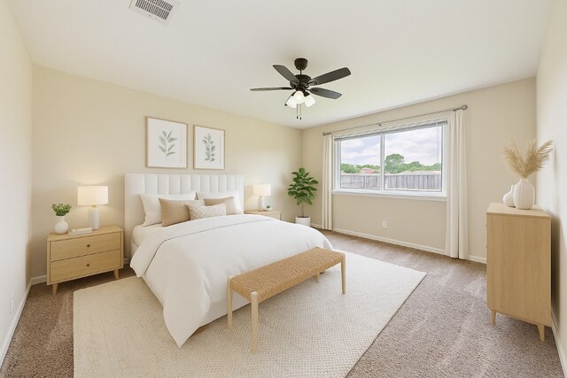 1101 Winecup Ct, Leander, TX 78641 - carpeted bedroom with baseboards and a ceiling fan