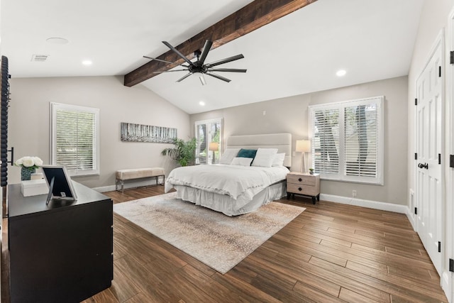 101 Explorer Cv, Lakeway, TX 78734 - bedroom featuring dark wood-type flooring, baseboards, a ceiling fan, and recessed lighting