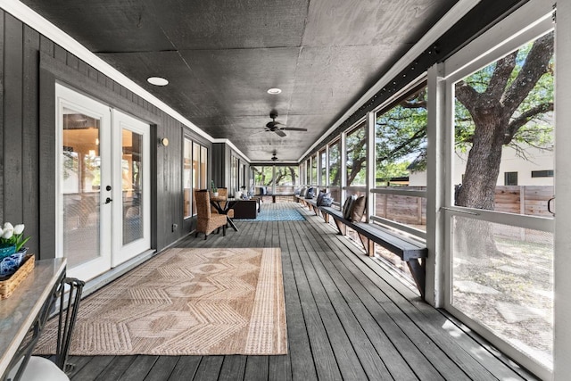 101 Explorer Cv, Lakeway, TX 78734 - deck with french doors and ceiling fan