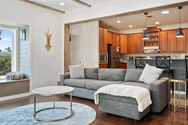 415 Angel Fire Rd, Dripping Springs, TX 78620 - living area with dark wood-style floors and recessed lighting