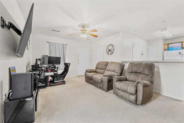 308 Janelle Drive A And B, Copperas Cove, TX 76522 - carpeted living room with ceiling fan and an office area