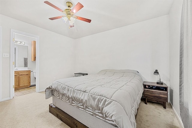 308 Janelle Drive A And B, Copperas Cove, TX 76522 - bedroom featuring light carpet, ensuite bath, and ceiling fan