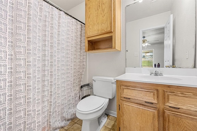308 Janelle Drive A And B, Copperas Cove, TX 76522 - bathroom with vanity, ceiling fan, and a shower with shower curtain