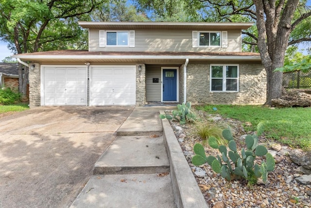 5205 Buffalo Pass, Austin, TX 78745 - traditional-style home with stone siding and driveway