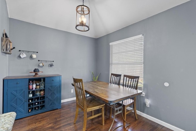 2000 Holly Springs Dr, Taylor, TX 76574 - dining area with vaulted ceiling and dark wood-style flooring