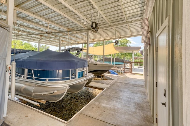 dock area with boat lift