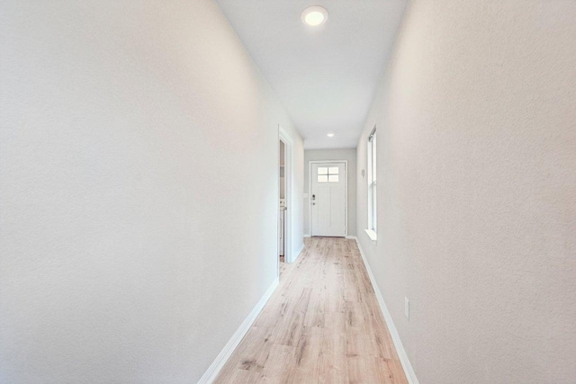136 Ellinger Rd, Georgetown, TX 78626 - hall with light wood-type flooring, baseboards, and recessed lighting