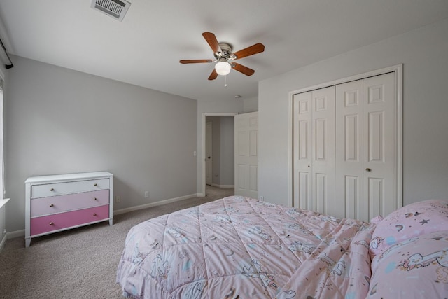 4308 Canyon Glen Cir, Austin, TX 78732 - bedroom with carpet, a closet, baseboards, and a ceiling fan