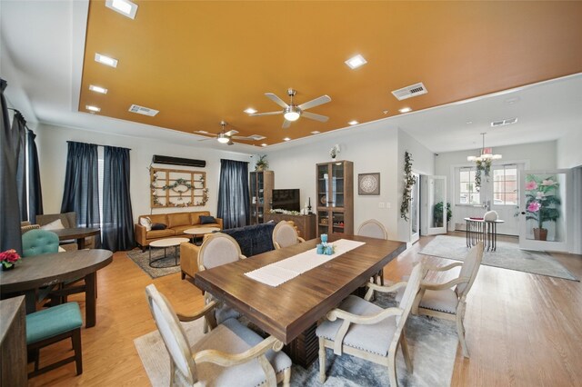 2400 Louis Henna Blvd Unit 106, Round Rock, TX 78664 - dining area with light wood-style flooring, a ceiling fan, and recessed lighting