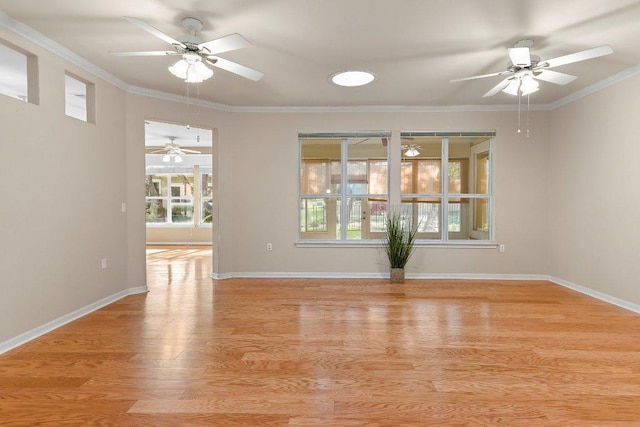206 Whispering Wind Dr, Georgetown, TX 78633 - unfurnished room with ceiling fan, crown molding, and light wood finished floors