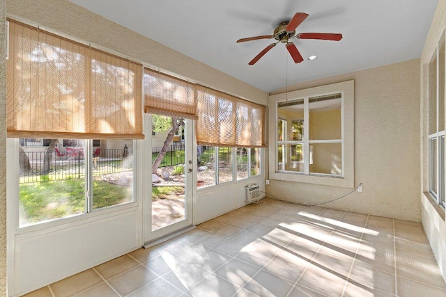 206 Whispering Wind Dr, Georgetown, TX 78633 - unfurnished sunroom with tile patterned flooring and an AC wall unit