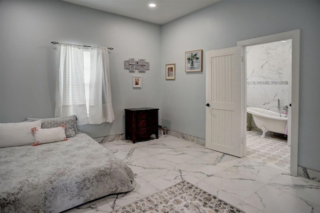 626 Sparta Field Rd, Waelder, TX 78959 - bedroom featuring marble finish flooring and recessed lighting