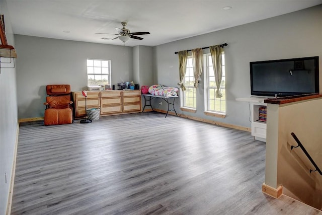 626 Sparta Field Rd, Waelder, TX 78959 - playroom featuring wood finished floors and ceiling fan