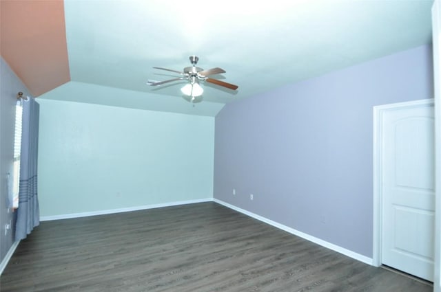 11024 Night Camp Dr, Austin, TX 78754 - bonus room with a ceiling fan, wood finished floors, baseboards, and lofted ceiling