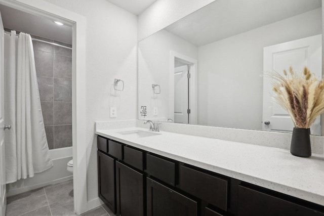 8119 Purple Aster Pass, Leander, TX 78645 - bathroom with vanity, shower / bath combination with curtain, and tile patterned flooring