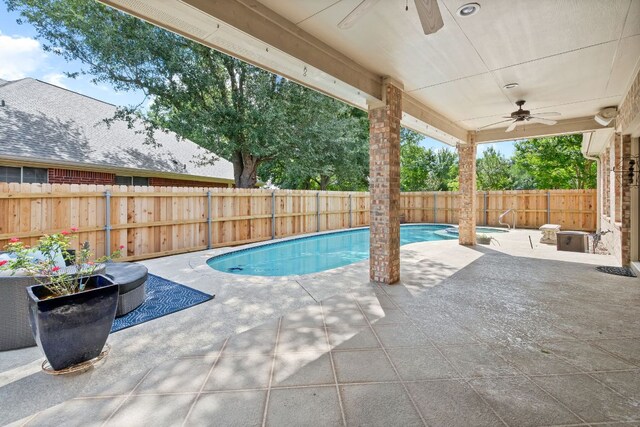 11037 River Plantation Dr, Austin, TX 78747 - view of pool with ceiling fan, a patio, and a fenced backyard