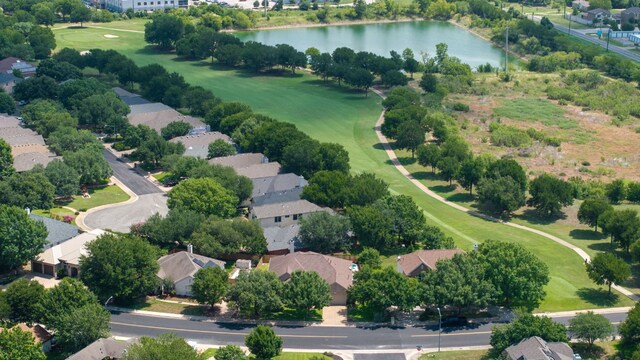 11037 River Plantation Dr, Austin, TX 78747 - aerial perspective of suburban area featuring a large body of water and a golf club