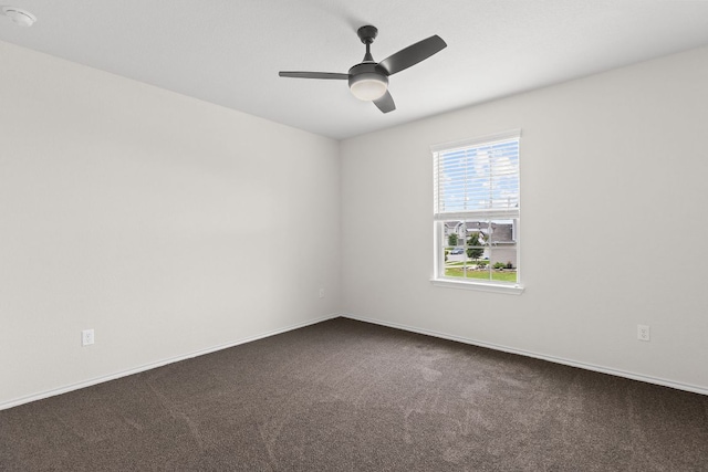 709 Hummingbird Ln, Leander, TX 78641 - unfurnished room featuring dark colored carpet, ceiling fan, a smoke detector, and baseboards