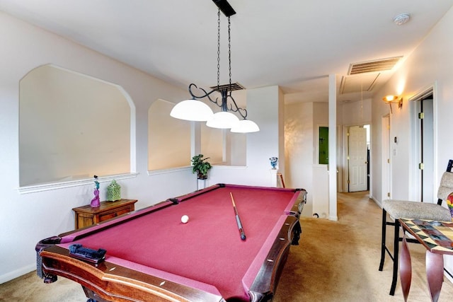 252 Hutton, Kyle, TX 78640 - rec room with attic access, carpet floors, billiards table, and baseboards