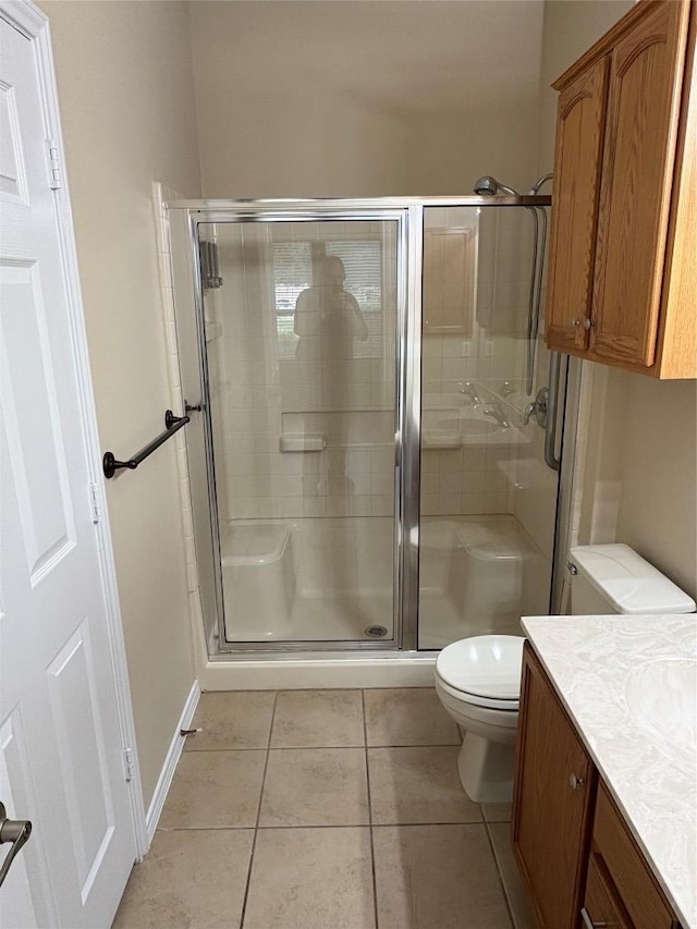 127 Nassau Cir, Georgetown, TX 78633 - full bath with vanity, tile patterned flooring, and a shower stall