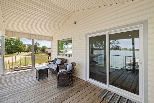 515 Circle Dr, Sunrise Beach, TX 78643 - deck featuring a water view and an outdoor hangout area