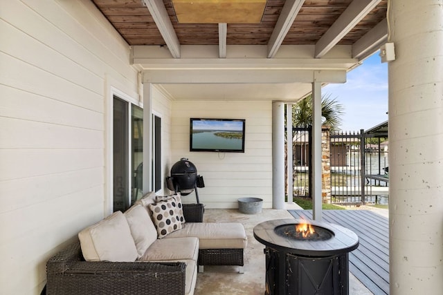 515 Circle Dr, Sunrise Beach, TX 78643 - view of patio / terrace with a fire pit