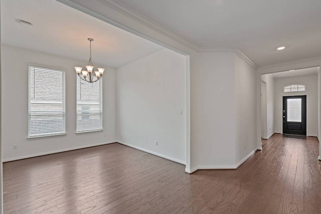 231 Prato Pl, Georgetown, TX 78628 - foyer featuring hardwood / wood-style floors, a chandelier, crown molding, and recessed lighting