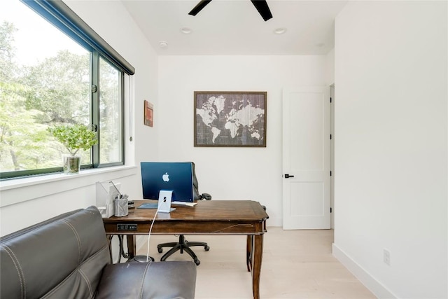 13209 Mansfield Dr, Austin, TX 78732 - office area featuring a ceiling fan and plenty of natural light