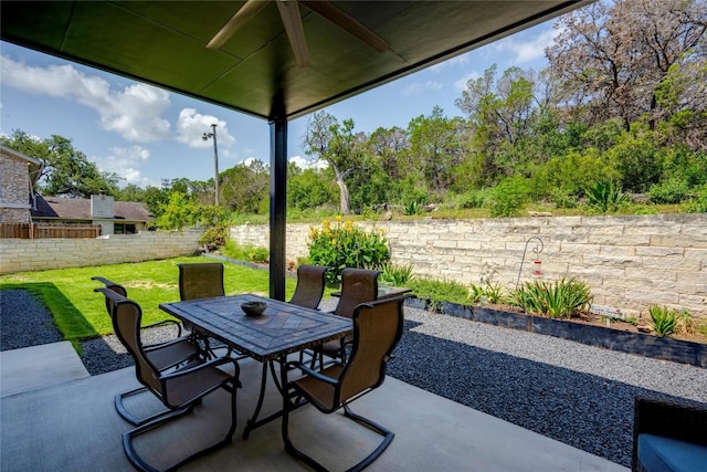 13209 Mansfield Dr, Austin, TX 78732 - fenced backyard featuring outdoor dining space and a patio area