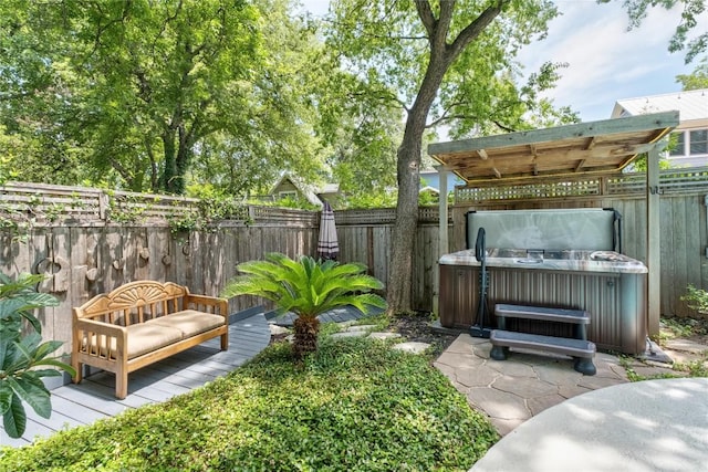 2301 Del Curto Rd, Austin, TX 78704 - fenced backyard featuring a hot tub