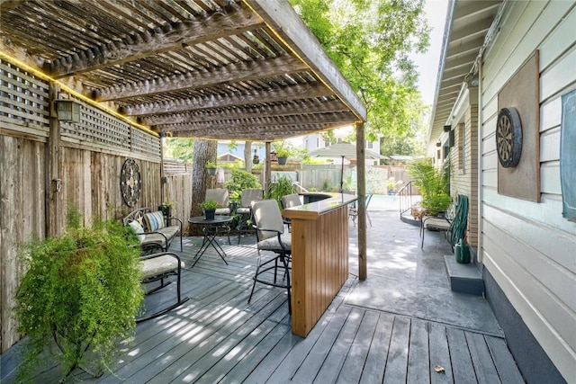 2301 Del Curto Rd, Austin, TX 78704 - wooden deck with a fenced backyard and a pergola