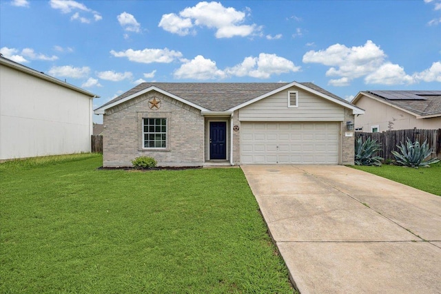 110 Rinehardt St, Hutto, TX 78634 - ranch-style home featuring concrete driveway, brick siding, and an attached garage