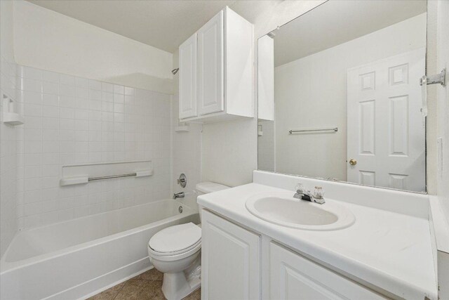 110 Rinehardt St, Hutto, TX 78634 - bathroom with toilet, vanity,  shower combination, and tile patterned flooring
