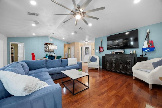 13210 Dime Box Trl, Austin, TX 78729 - living area with wood finished floors, a chandelier, ceiling fan, and recessed lighting