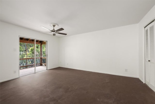 5902 Tumbling Cir, Austin, TX 78731 - unfurnished bedroom with access to outside, dark colored carpet, baseboards, ceiling fan, and a closet