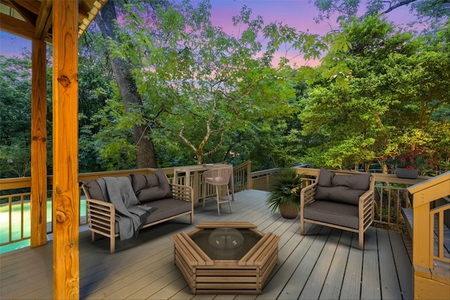 5902 Tumbling Cir, Austin, TX 78731 - wooden terrace featuring outdoor lounge area