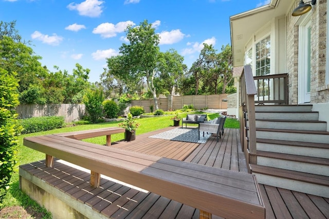 10239 Scull Creek Dr, Austin, TX 78730 - deck with a fenced backyard and an outdoor living space