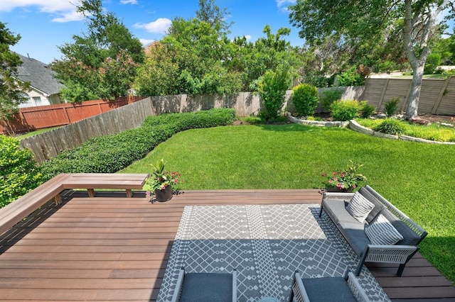10239 Scull Creek Dr, Austin, TX 78730 - wooden deck with a fenced backyard
