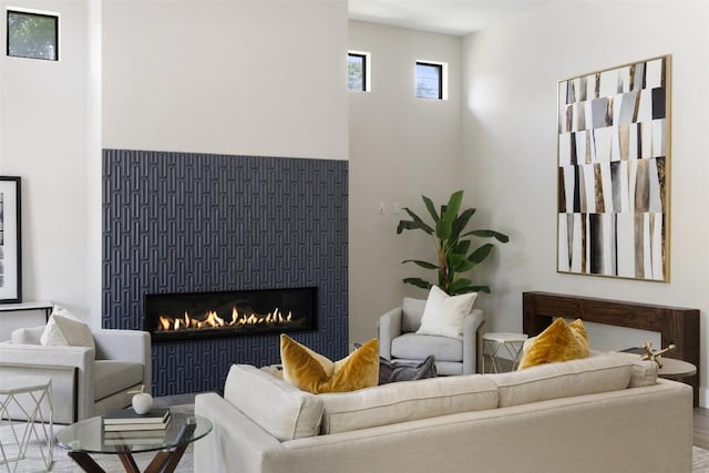 3604 Shady Creek Cv, Austin, TX 78746 - living room featuring a lit fireplace